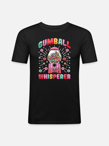 Funny chewing gum machine - Men's Slim Fit T-Shirt - black