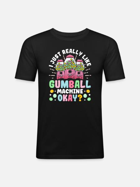 Funny chewing gum machine - Men's Slim Fit T-Shirt - black