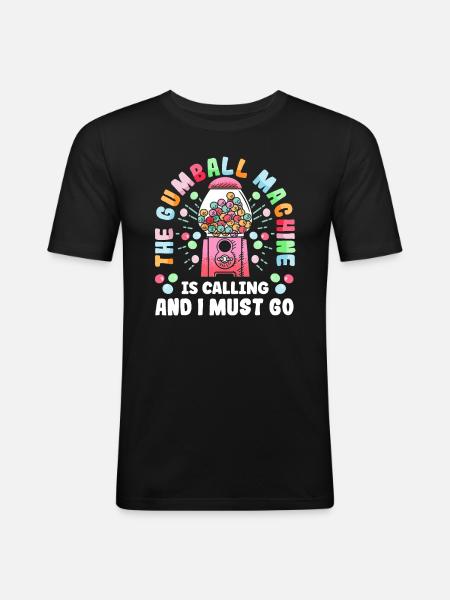 Funny chewing gum machine - Men's Slim Fit T-Shirt - black