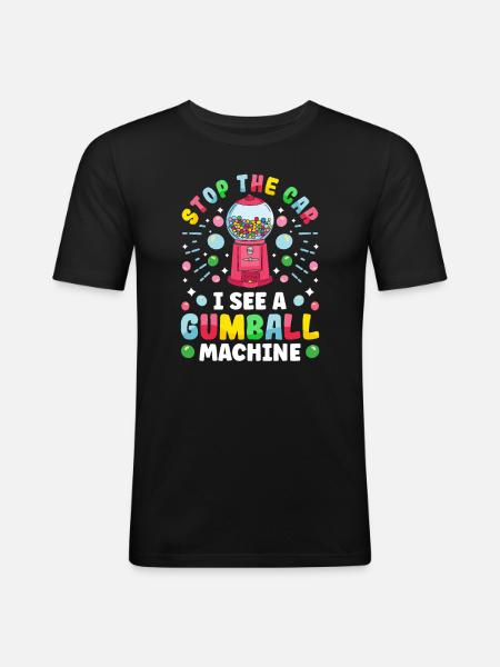 Funny chewing gum machine - Men's Slim Fit T-Shirt - black