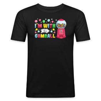Funny chewing gum machine - Men's Slim Fit T-Shirt - black - Front - Nik (191cm)