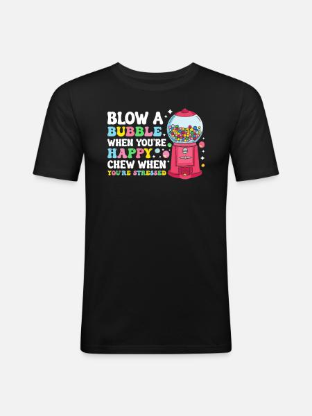 Funny chewing gum machine - Men's Slim Fit T-Shirt - black