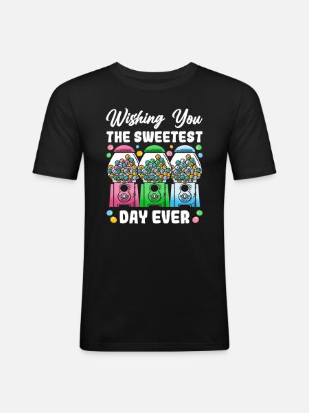 Funny chewing gum machine - Men's Slim Fit T-Shirt - black