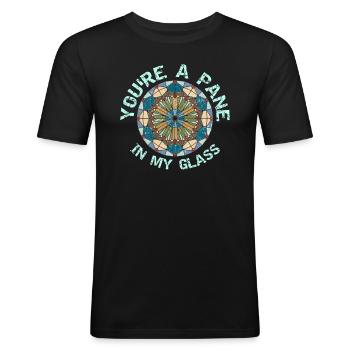 Lustiger Buntglas-künstler - Männer Slim Fit T-Shirt - Schwarz - Vorne - Nik (191cm)
