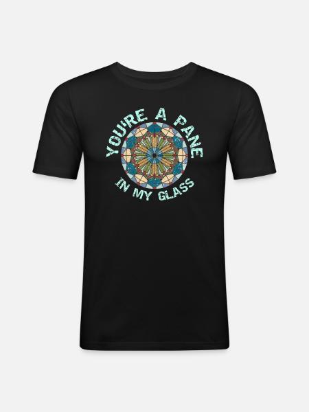 Drôle de vitrail - T-shirt près du corps Homme - noir