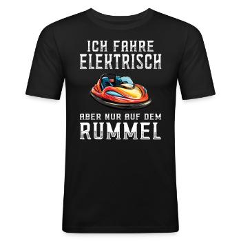 Ich fahre Elektrisch Kirmes Autoscooter - Männer Slim Fit T-Shirt - Schwarz - Vorne - Nik (191cm)