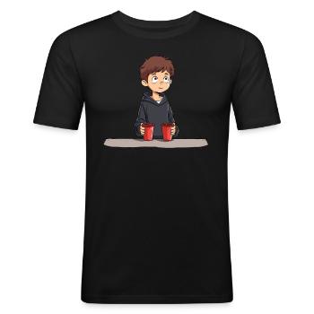 Empilage de gobelets Speed Stacker - T-shirt près du corps Homme - noir - Devant - Nik (191cm)