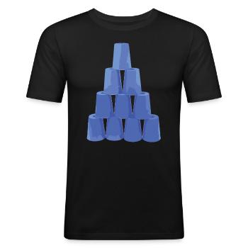 Empilage de gobelets Speed Stacker - T-shirt près du corps Homme - noir - Devant - Nik (191cm)