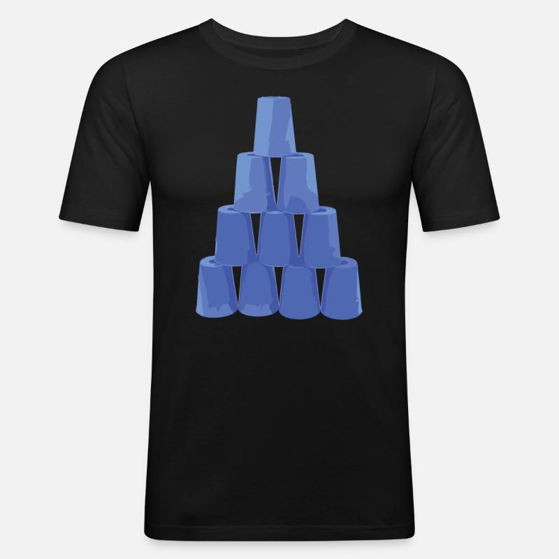 Stapeln Von Bechern Speed Stacker - Männer Slim Fit T-Shirt - Schwarz