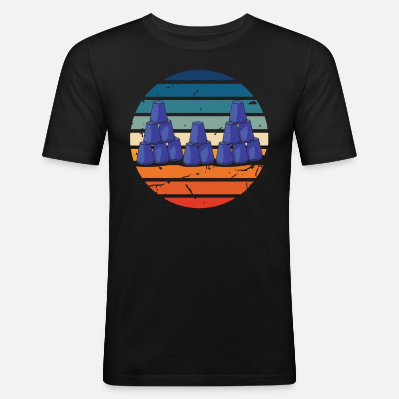 Stapeln Von Bechern Speed Stacker - Männer Slim Fit T-Shirt - Schwarz
