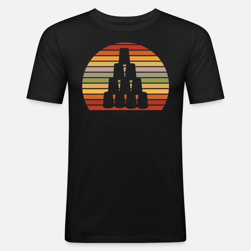 Stapeln Von Bechern Speed Stacker - Männer Slim Fit T-Shirt - Schwarz
