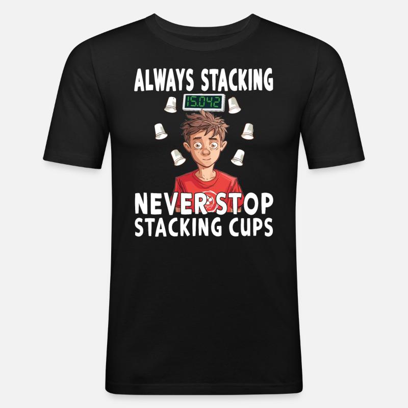 Empilage de gobelets Speed Stacker - T-shirt près du corps Homme - noir