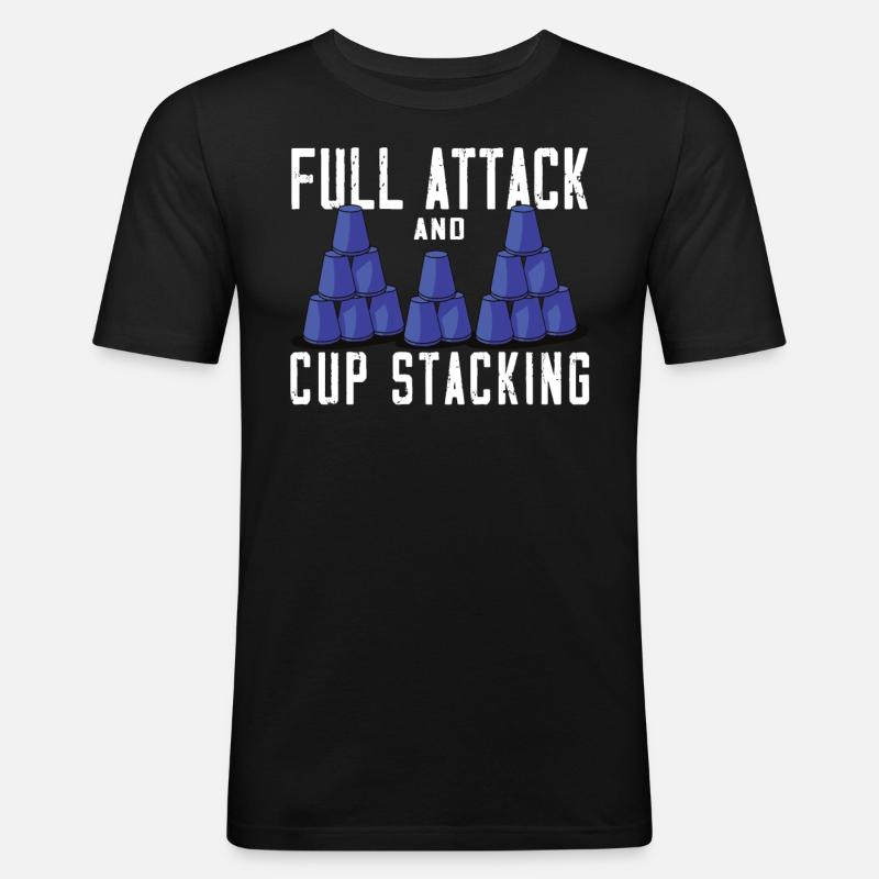 Stapeln Von Bechern Speed Stacker - Männer Slim Fit T-Shirt - Schwarz