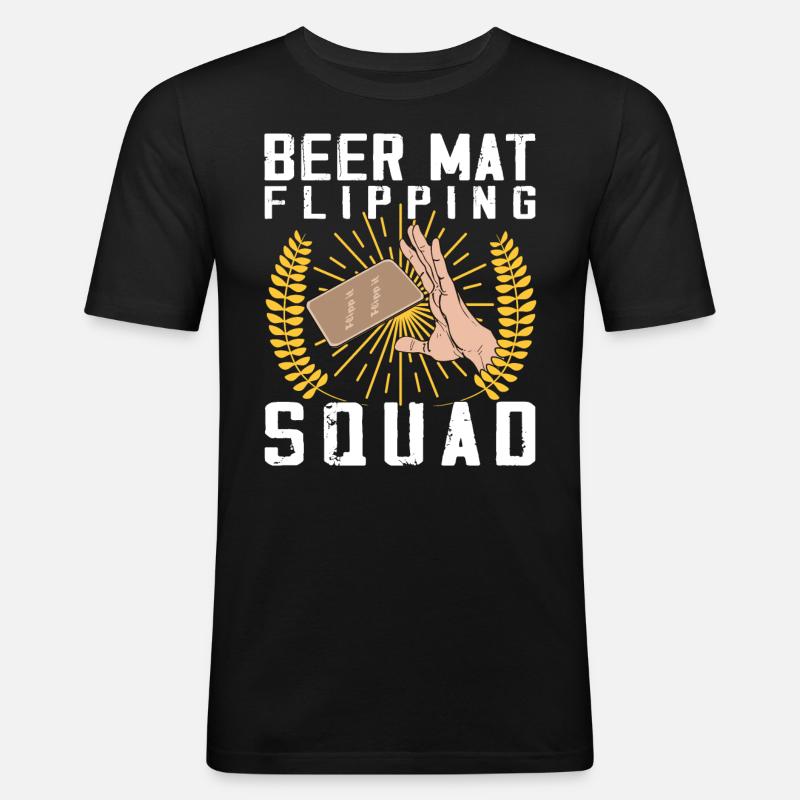 Bierdeckel Umdrehen Spiel Bier - Männer Slim Fit T-Shirt - Schwarz
