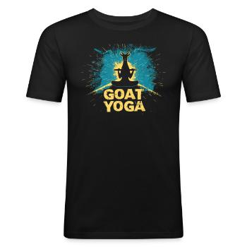 Ziegen-yoga-meditation, Yoga-kurs, Yoga - Männer Slim Fit T-Shirt - Schwarz - Vorne - Nik (191cm)