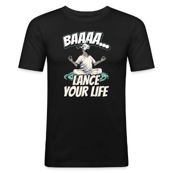 Ziegen-yoga-meditation, Yoga-kurs, Yoga - Männer Slim Fit T-Shirt - Schwarz - Vorne - Nik (191cm)