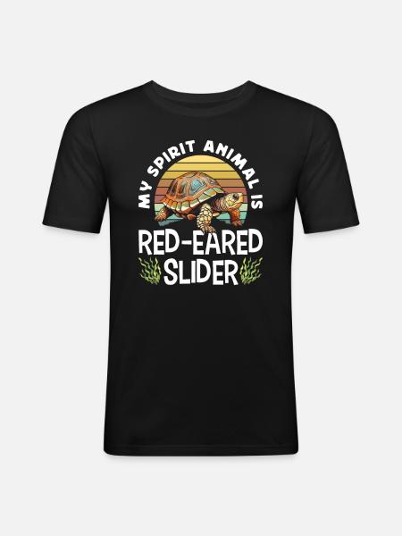 Red-eared turtle lovers - Men's Slim Fit T-Shirt - black