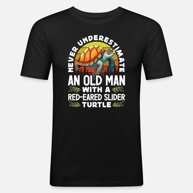 Red-eared turtle lovers - Men's Slim Fit T-Shirt - black
