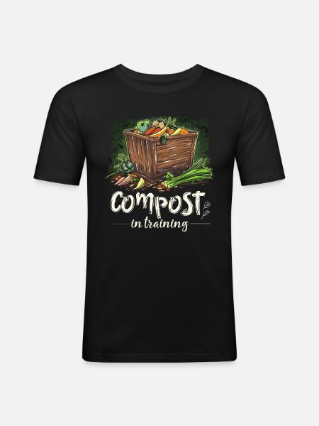 Permakultur Lebensmittel Compost - Männer Slim Fit T-Shirt - Schwarz