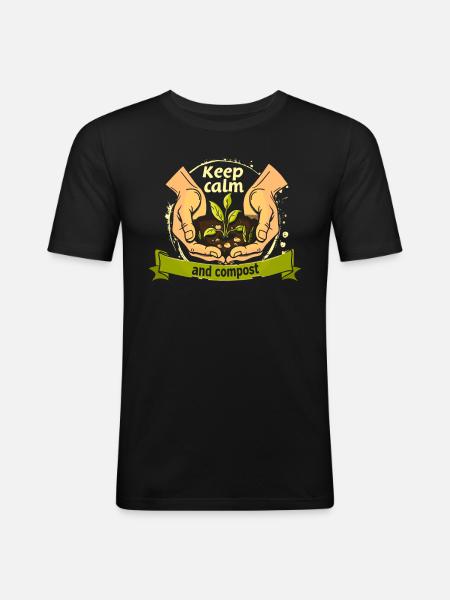Permakultur Lebensmittel Compost - Männer Slim Fit T-Shirt - Schwarz