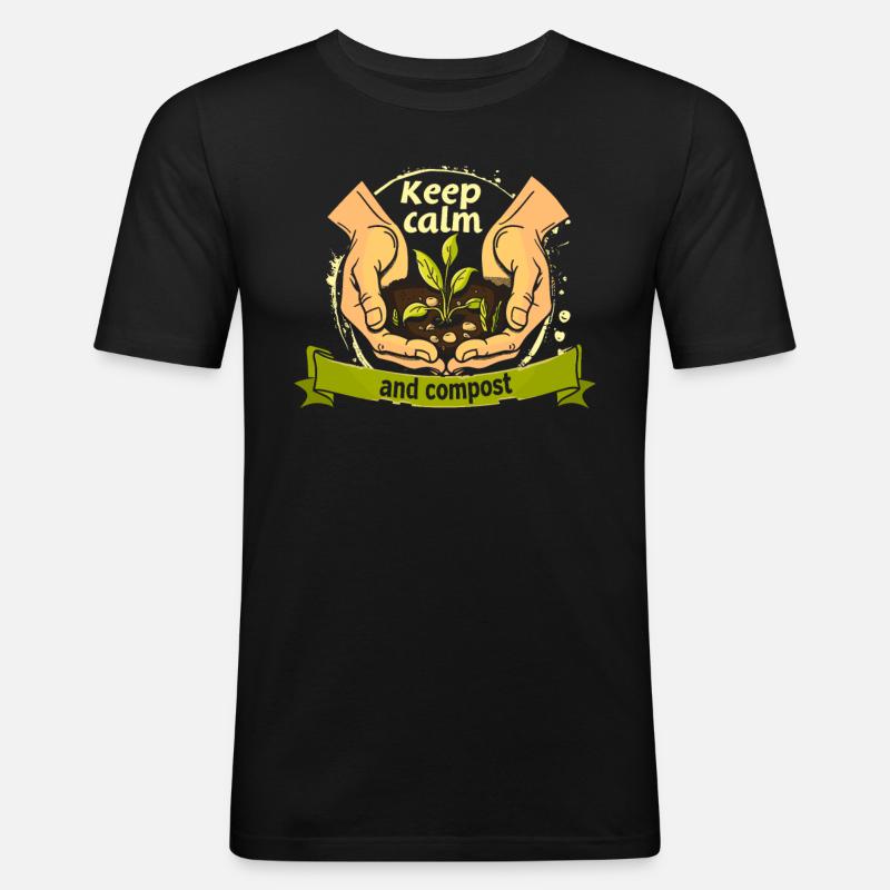 Permakultur Lebensmittel Compost - Männer Slim Fit T-Shirt - Schwarz