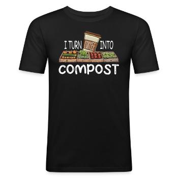 Forêt alimentaire de permaculture biologique - T-shirt près du corps Homme - noir - Devant - Nik (191cm)