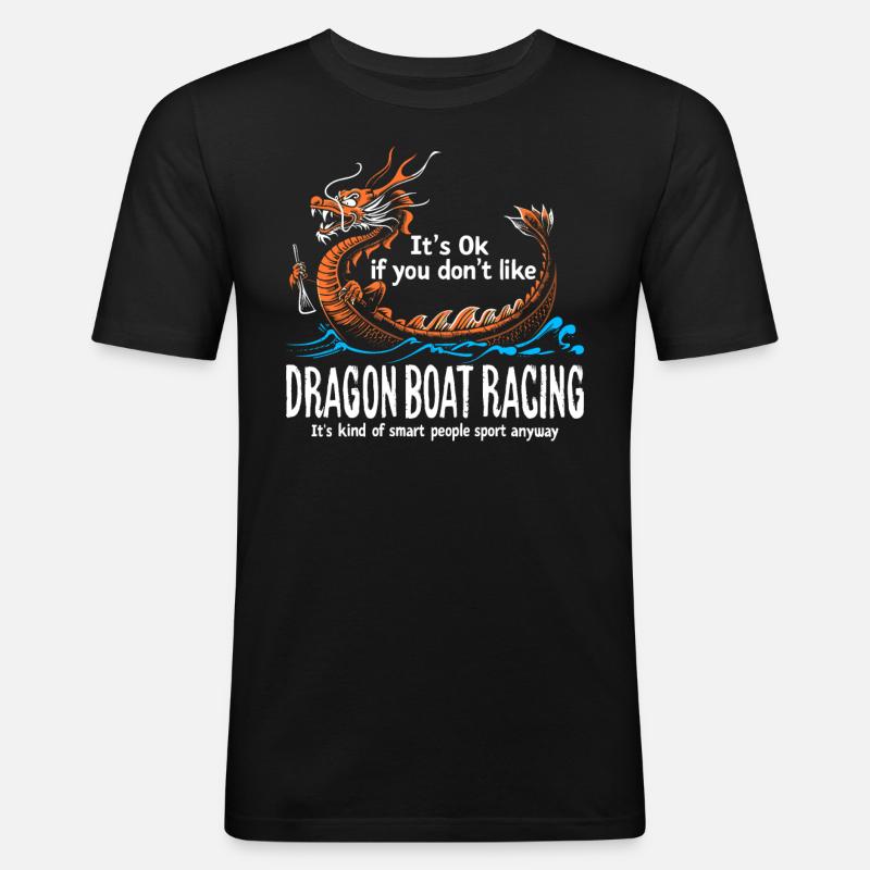 Lustiges Drachenboot-paddel - Männer Slim Fit T-Shirt - Schwarz