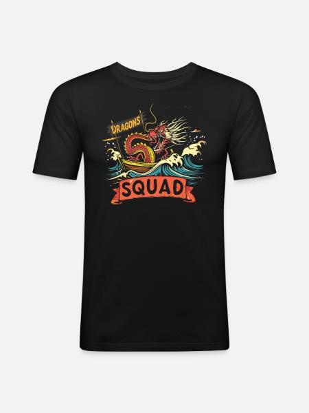 Lustiges Drachenboot-paddel - Männer Slim Fit T-Shirt - Schwarz