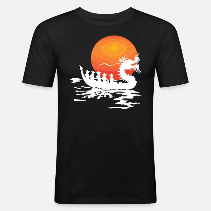 Lustiges Drachenboot-paddel - Männer Slim Fit T-Shirt - Schwarz