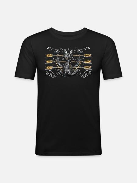Lustiges Drachenboot-paddel - Männer Slim Fit T-Shirt - Schwarz