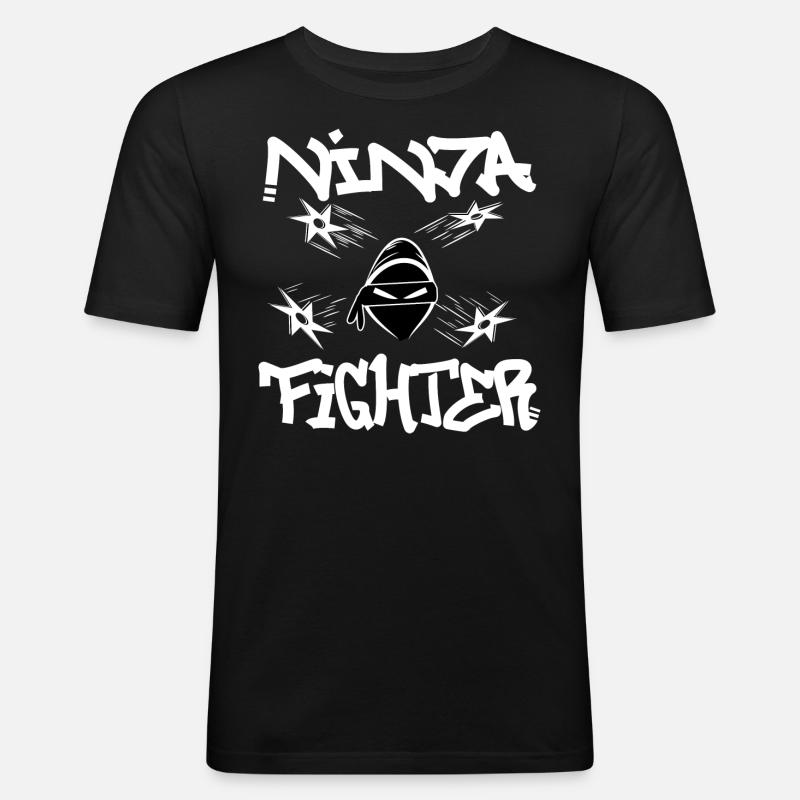 Ninja Fighter - Männer Slim Fit T-Shirt - Schwarz