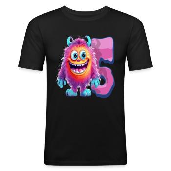 Monster Design for Kids – Five Years - Men's Slim Fit T-Shirt - black - Front - Nik (191cm)