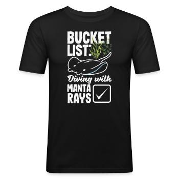 Ocean Animal Diving Stingray Mantarochen - Männer Slim Fit T-Shirt - Schwarz - Vorne - Nik (191cm)