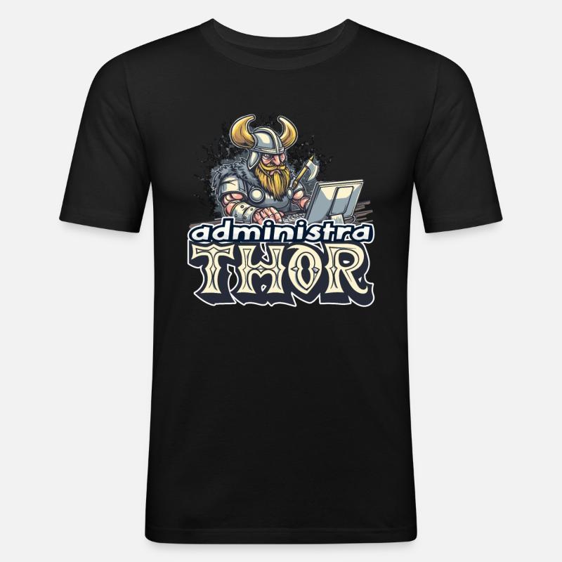 Viking Databaseadministra-thor Nerdy - Männer Slim Fit T-Shirt - Schwarz