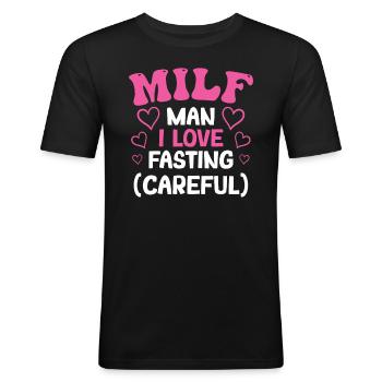 Intermittent fasting Weight loss - Men's Slim Fit T-Shirt - black - Front - Nik (191cm)