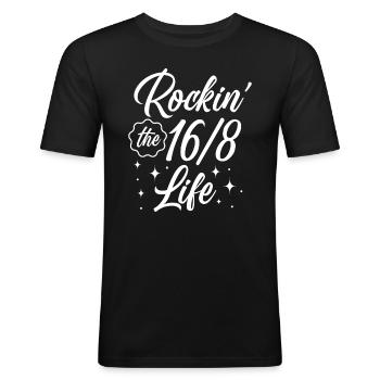 Intermittent fasting Weight loss - Men's Slim Fit T-Shirt - black - Front - Nik (191cm)