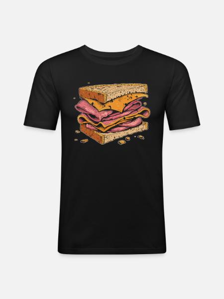 Sandwich Sandwich Snack Célébration - T-shirt près du corps Homme - noir