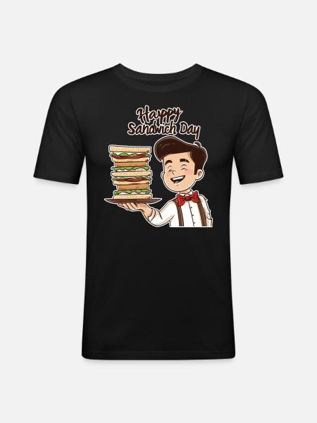 Sandwich Sandwich Snack Célébration - T-shirt près du corps Homme - noir