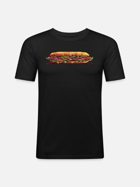 Sandwich Sandwich Snack Célébration - T-shirt près du corps Homme - noir