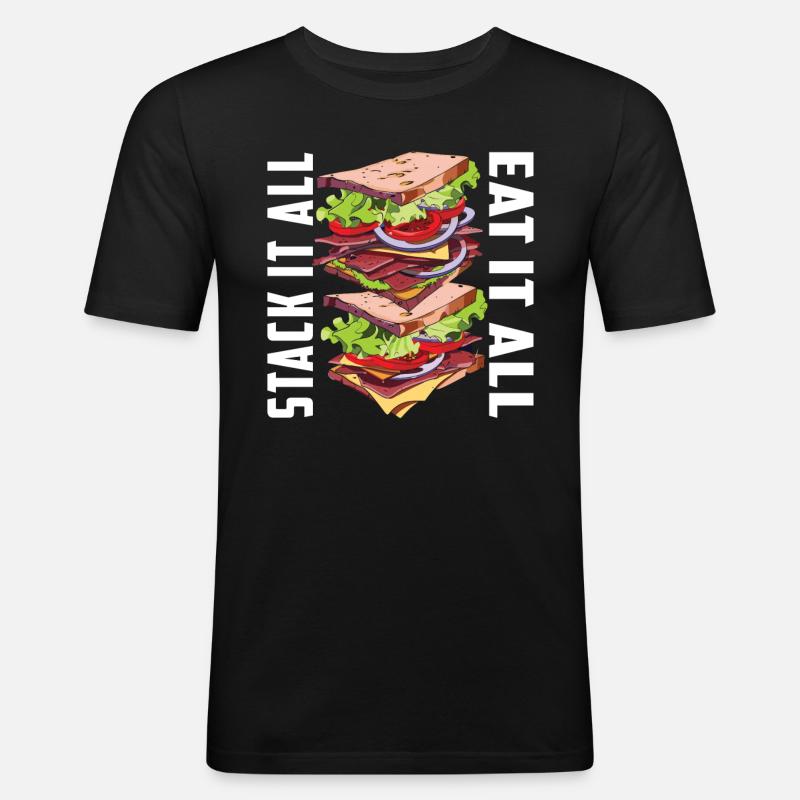 Sandwich Day Snack Celebration Sandwich - Männer Slim Fit T-Shirt - Schwarz