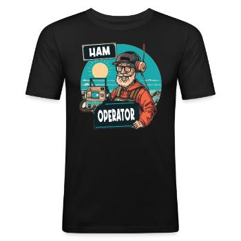 Stolzer Amateurfunk-betreiber - Männer Slim Fit T-Shirt - Schwarz - Vorne - Nik (191cm)