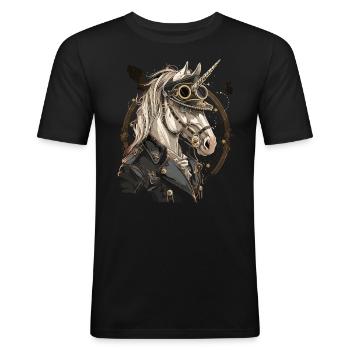 Steam Punk Art Funky Steampunk - T-shirt près du corps Homme - noir - Devant - Nik (191cm)