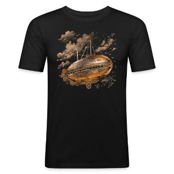 Steam Punk Art Funky Steampunk - T-shirt près du corps Homme - noir - Devant - Nik (191cm)