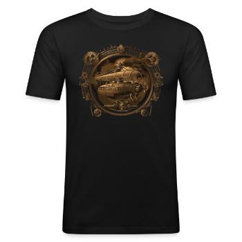 Steam Punk Art Funky Steampunk - T-shirt près du corps Homme - noir - Devant - Nik (191cm)