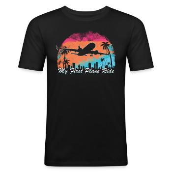 My First Flight First Time Flying - Men's Slim Fit T-Shirt - black - Front - Nik (191cm)