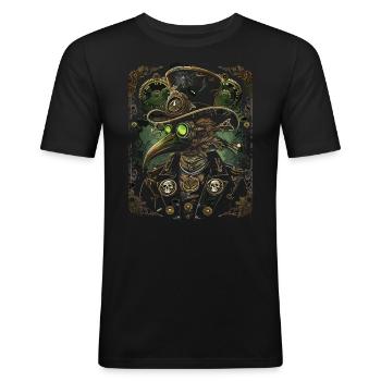 Steampunk Pestilence Plague Doctor - Männer Slim Fit T-Shirt - Schwarz - Vorne - Nik (191cm)