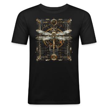 Steampunk-libelle - Männer Slim Fit T-Shirt - Schwarz - Vorne - Nik (191cm)