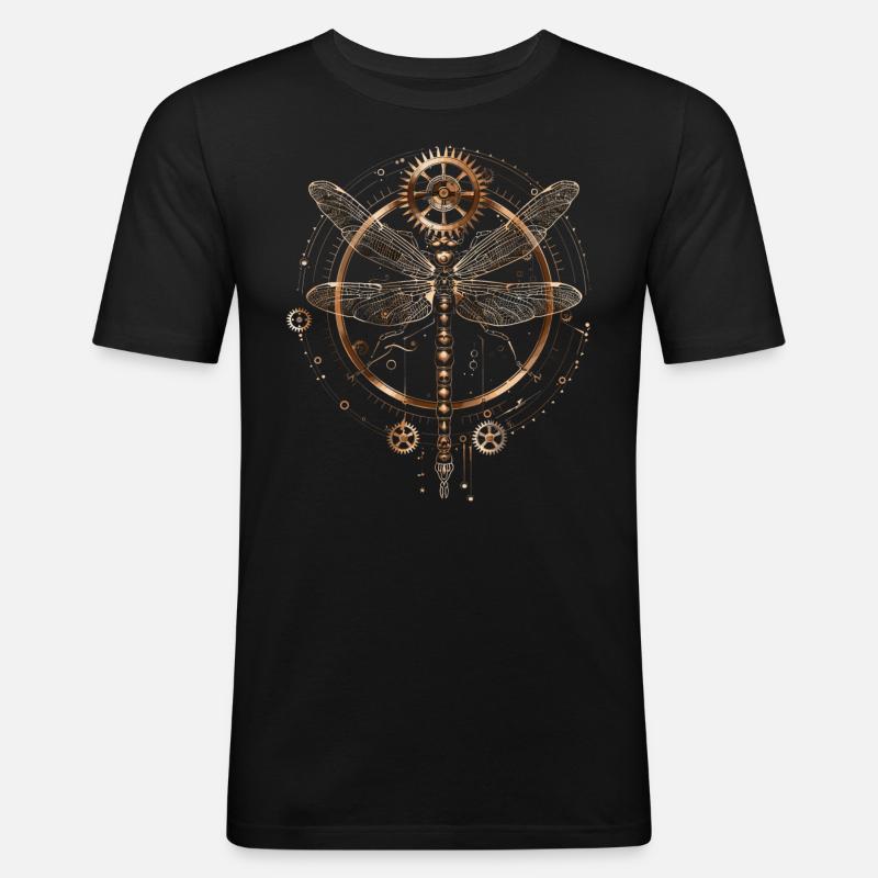 Steampunk-libelle - Männer Slim Fit T-Shirt - Schwarz