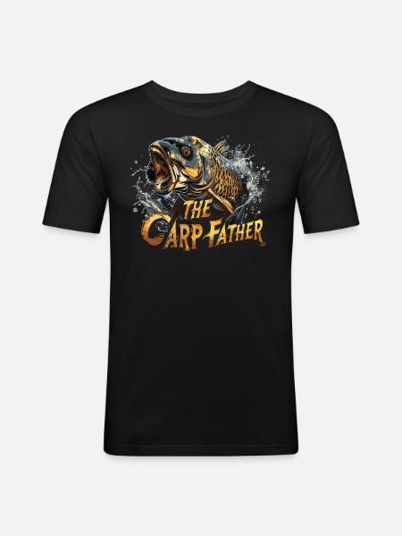 „the Carp Father“ Karpfenangeln - Männer Slim Fit T-Shirt - Schwarz