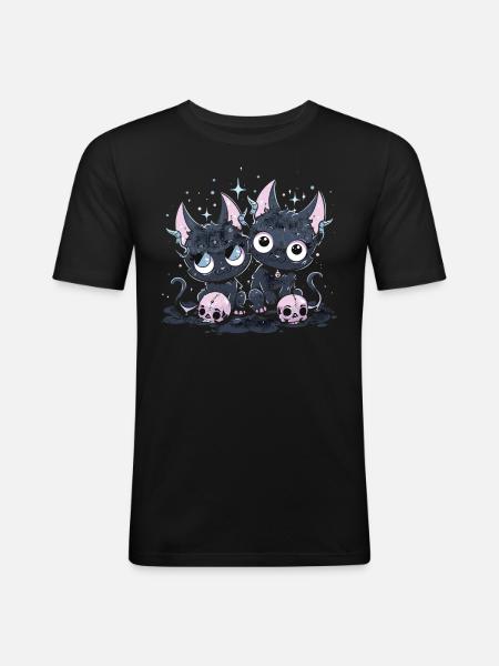 Kawaii Cat Pastel Goth Devilish - Men's Slim Fit T-Shirt - black
